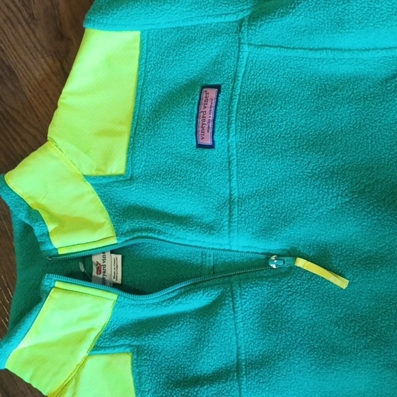 Vineyard Vines Blue Green Fuzzy Fleece Pull Over A1 - Picture 2 of 5